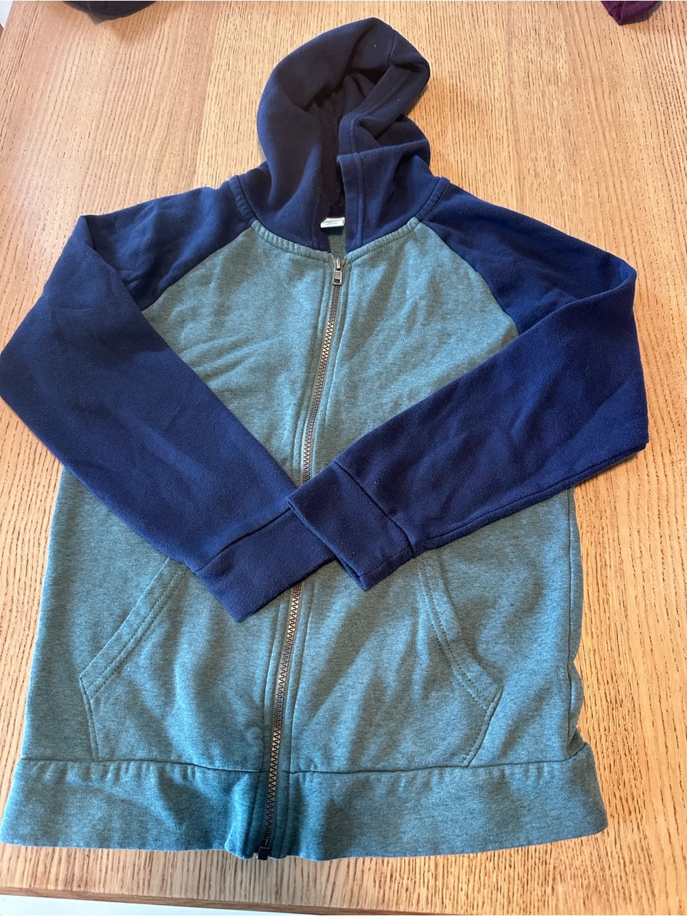 Old Navy Two-Tone Hooded Zip Jacket in Navy & Teal